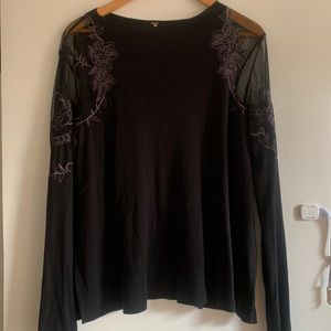 Free People long sleeve with mesh shoulder detail